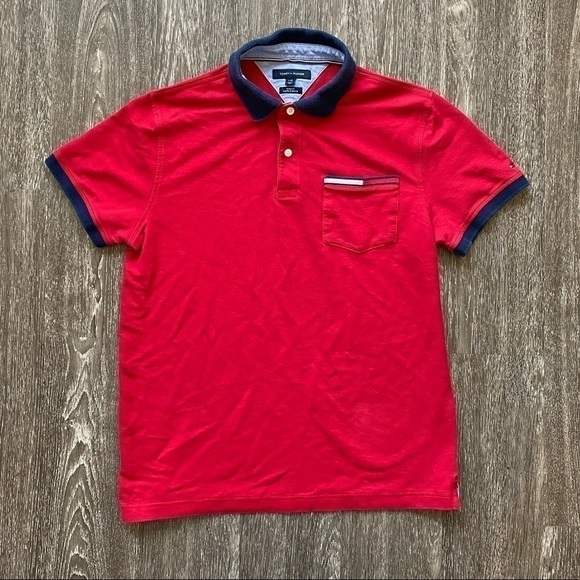Tommy Hilfiger red polo. Slim fit size Large - Picture 1 of 9